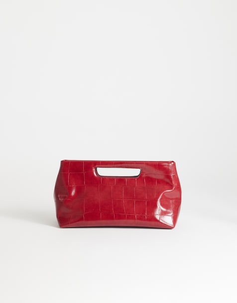 Topshop Daniel medium rectangle grab bag in red croc - view 1