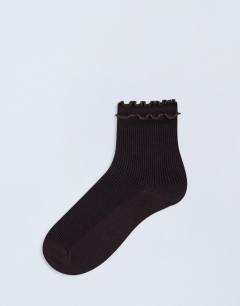 Daphne double frill sock in chocolate