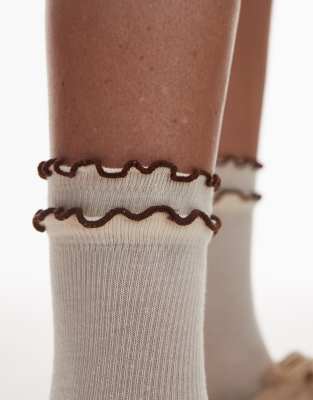 Topshop Daphne Double Ruffle Socks In White