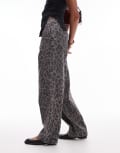 [Topshop] Topshop dark leopard straight leg pants in multi-Brown 14 brown