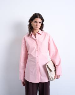 Darted cuff oversized shirt in pink