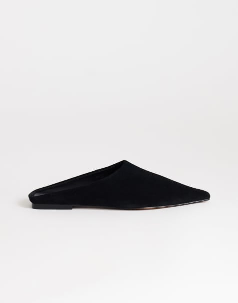 Topshop – Dawn – Czarne zamszowe buty na płaskiej podeszwie z noskami w szpic - view 1