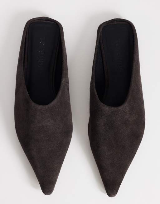 Topshop – Dawn – Flache, spitze Schuhe aus echtem Wildleder in Schokobraun, 2 von 4