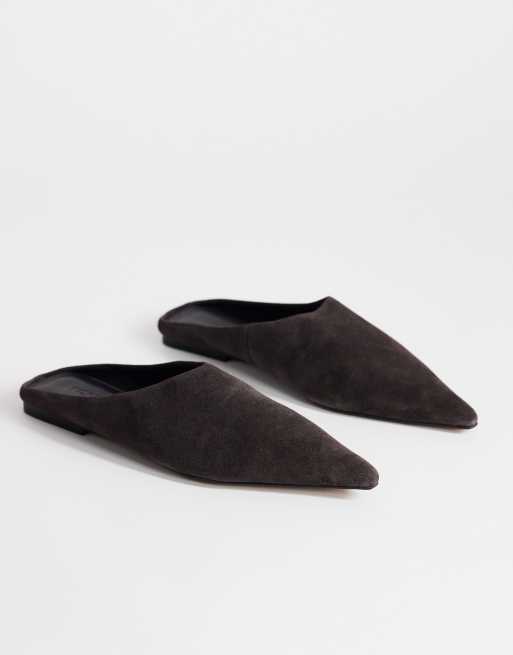 Topshop – Dawn – Flache, spitze Schuhe aus echtem Wildleder in Schokobraun, 4 von 4