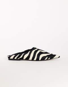 Dawn flat pointed shoe in zebra print hair on real leather