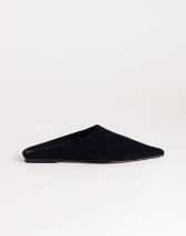 Topshop Dawn real suede flat pointed shoe in black