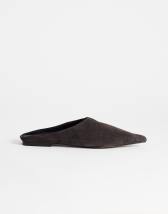 Topshop Dawn real suede flat pointed shoe in chocolate