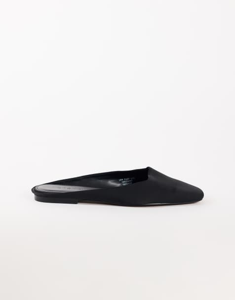 Topshop Dawson slip on mule in black satin - view 1