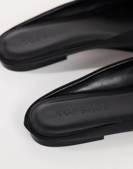 Topshop Dawson slip on mule in black satin, 5 of 5