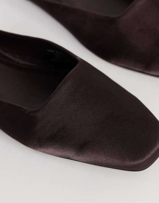 Topshop Dawson slip on mule in chocolate satin, 2 of 5