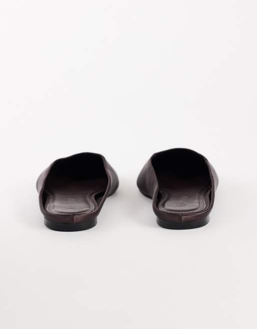 Topshop Dawson slip on mule in chocolate satin, 5 of 5