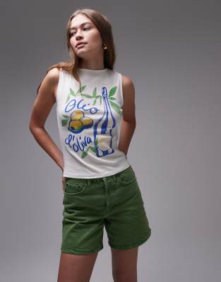 Topshop - Débardeur à imprimé Olio - Écru - view 1