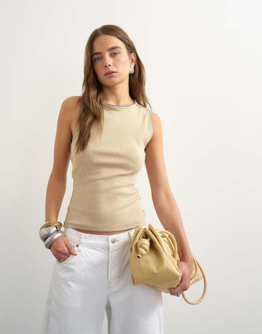 Topshop débardeur asymétrique dos nageur camel, 2 de 4