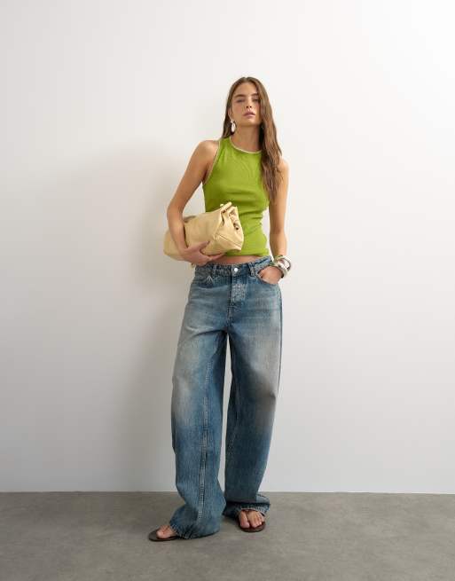 Topshop débardeur asymétrique dos nageur vert, 4 de 4
