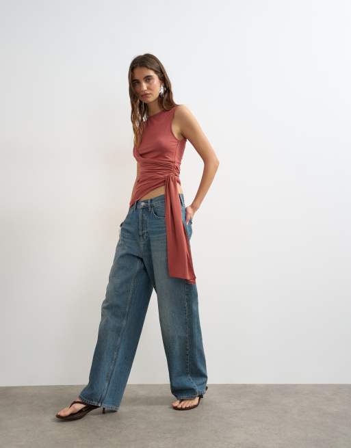 Topshop - Débardeur cache-cœur drapé avec liens à nouer - Rouille, 2 de 4