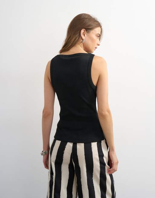 Topshop - Débardeur coupe nageur à encolure bateau - Noir, 4 de 4