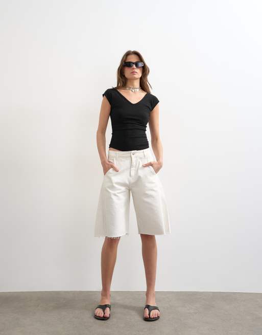 Topshop - Débardeur nervuré à mancherons et col V - Noir, 3 de 4