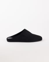 Topshop Debbie faux suede square toe flat shoe mule in black