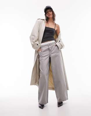 Topshop deconstructed boxer short insert washed wide leg trouser in grey - ASOS Price Checker
