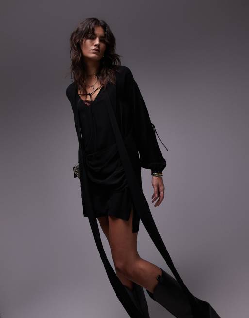 Topshop black shirt dress sales