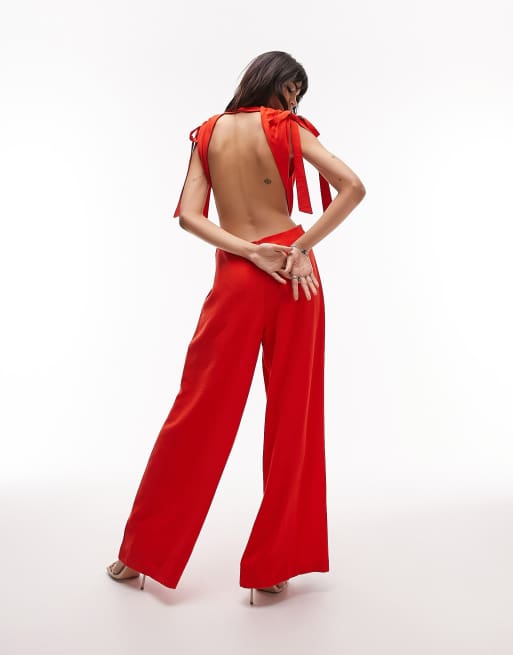 Red tie hot sale jumpsuit