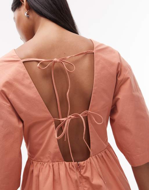Topshop deep v romper in orange