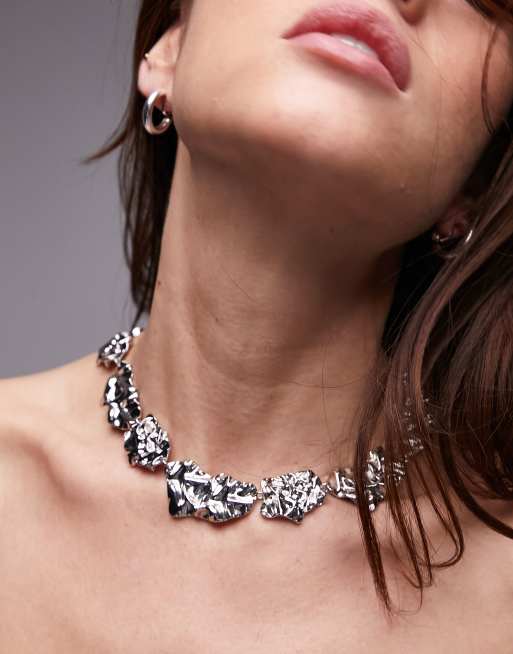 Topshop - Delhi - Gesmolten statement-ketting in zilver