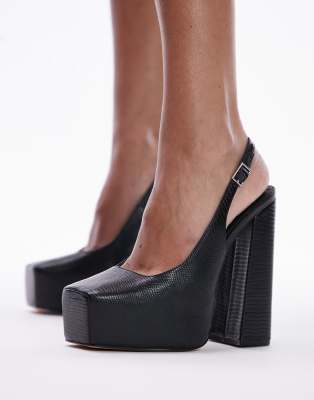 Topshop Delilah Platform High Heeled Shoe In Black