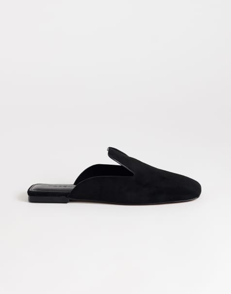 Topshop Della real suede mule in black - view 1