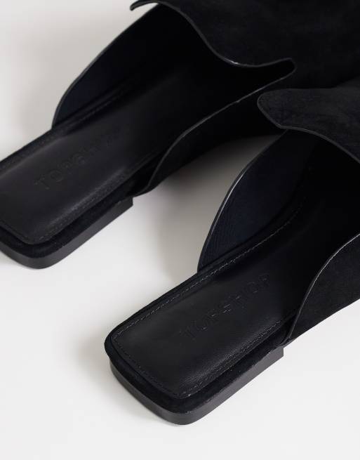 Topshop Della real suede mule in black, 4 of 4