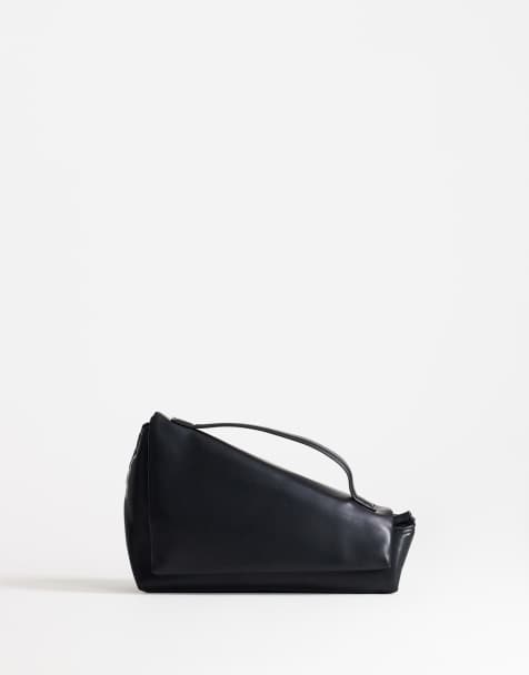 Topshop Delta medium pyramid top handle clutch purse in black - view 1