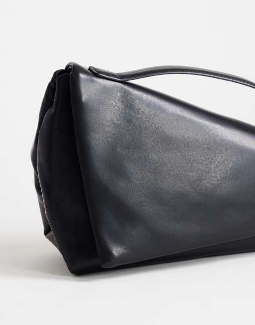 Topshop Delta medium pyramid top handle grab bag in black, 3 of 4