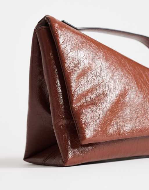 Topshop Delta medium pyramid top handle grab bag in tan, 3 of 4