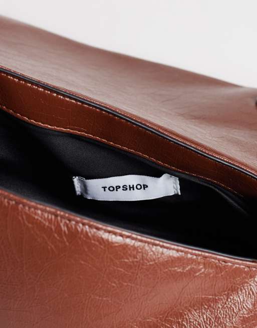 Topshop Delta medium pyramid top handle grab bag in tan, 4 of 4