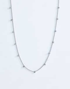Demi chain necklace with diamantes in stainless silver