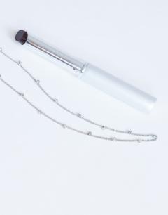 Model wearing Demi chain necklace with diamantes in stainless silver