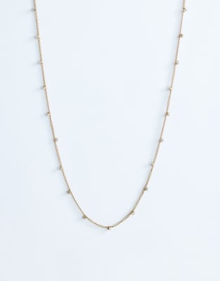 Topshop Demi Chain Necklace With Rhinestones In Gold