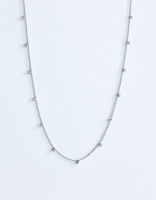 Topshop Demi Chain Necklace With Rhinestones In Metallic