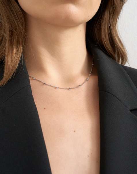 Topshop - Demi - Collier chaîne à strass en acier inoxydable - Argenté - view 1