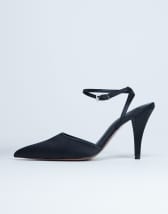 Topshop Demi cone heel court shoe with tie in black