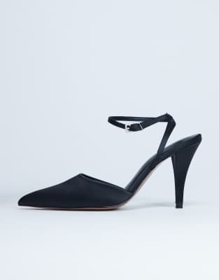 Topshop - Demi - Escarpins à talon conique avec bride - Noir