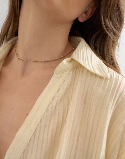 Topshop – Demi – Guldfärgat kedjehalsband i rostfritt stål med strass - view 1