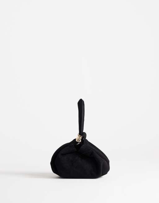 Topshop Demi lille håndledstaske i suedette med hardware i sort, 2 af 4
