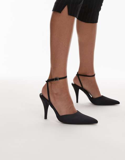 Topshop - Demi - Pumps met kegelvormige hak en strikbandje in zwart - view 1