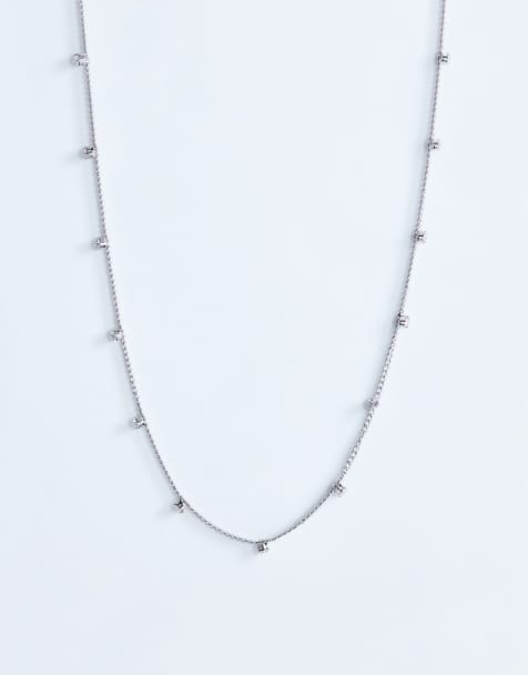 Topshop - Demi - Schakelketting van roestvrij staal met siersteentjes in zilver - view 1