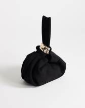 Topshop Demi small suedette hardware wristlet grab bag in black
