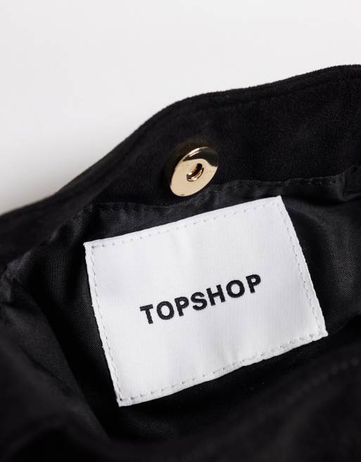 Topshop Demi small suedette hardware wristlet grab bag in black, 4 of 4