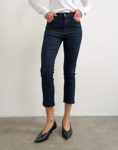 Topshop denim 3/4 capribukser med mellemhøj talje i rinse-vask - view 1