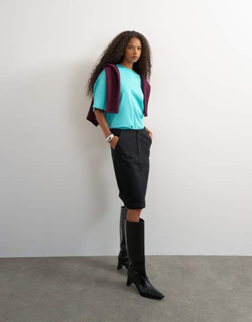 Topshop denim 90s lavtaljet pencilnederdel i vasket sort, 5 af 5