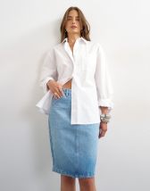 Topshop denim 90s midi skirt in bleach